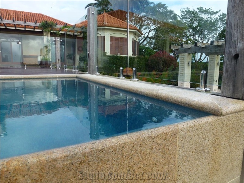 G682 Golden Sun Bullnose Pool Coping Tiles ,Rusty Yellow, Honey Jasper Bullnose Pool Coping Tiles