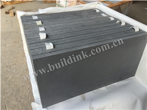 Hainan Black Basalt Sawn 400 Grit Tiles, Dark Bluestone Sawn 400# with Cats Paws Tiles, China Black Basalt Floor Tiles, Black Basalt Walling & Flooring Sawn 400 Grit Tiles