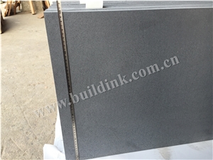 Hainan Black Basalt Sawn 400 Grit Tiles, Dark Bluestone Sawn 400# with Cats Paws Tiles, China Black Basalt Floor Tiles, Black Basalt Walling & Flooring Sawn 400 Grit Tiles 