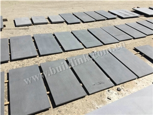 Hainan Black Basalt Sawn 400 Grit Tiles, Dark Bluestone Sawn 400# with Cats Paws Tiles, China Black Basalt Floor Tiles, Black Basalt Walling & Flooring Sawn 400 Grit Tiles 