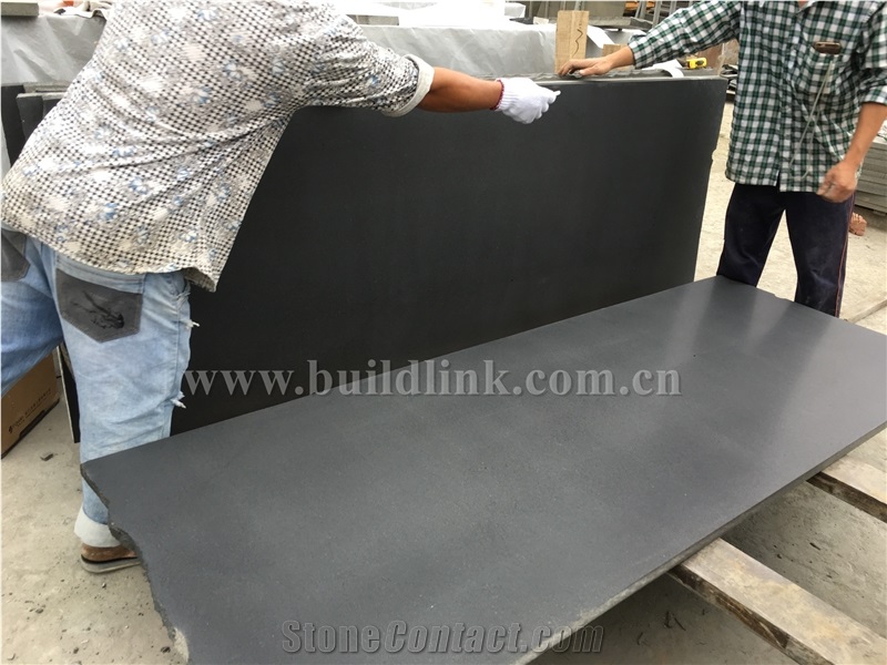 Hainan Dark Bluestone Without Cats Paws Honed Slabs, Hainan Black Basalt Honed Slabs, China Black Basalt, Black Basalt Honed Slabs