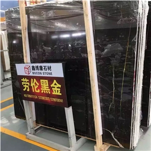 Noir Aziza Black Gold Marble Polished Slabs & Tiles