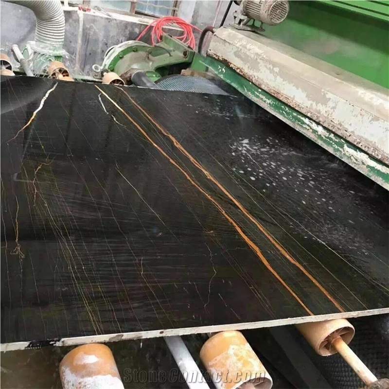 Noir Aziza Black Gold Marble Polished Slabs & Tiles