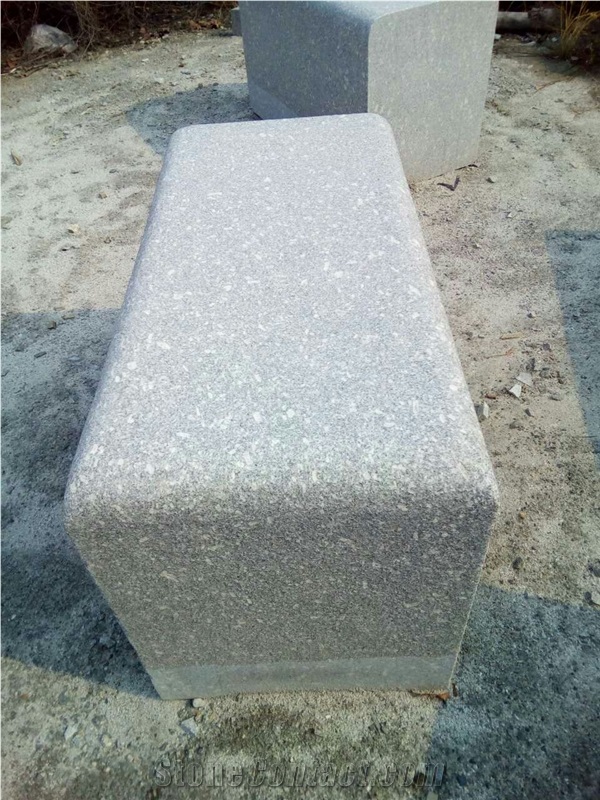 G375 Light Grey Granite Curbstones Corner Stone Flamed Surface Beveling Edges Competitive Prices