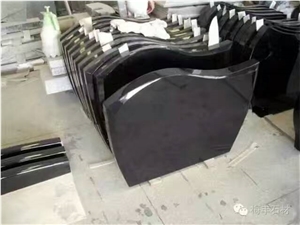 Shanxi Absolutely Black Grantie Tombstones Western Style Cross Headstone Monuments
