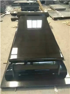 Shanxi Absolutely Black Grantie Tombstones Western Style Cross Headstone Monuments