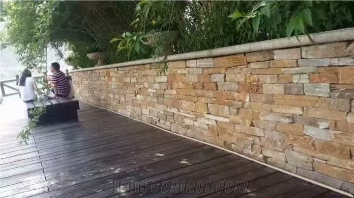 Yellow Slate Random Chips Stacked Stone Castle Stone Competitive Prices