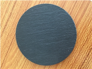 Round Shape Natural Edge Slate Stone Coaster
