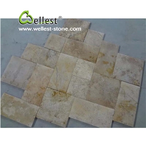 Antiqued Travertine Franch Pattern in Brushed Finish with Chiseled Edge