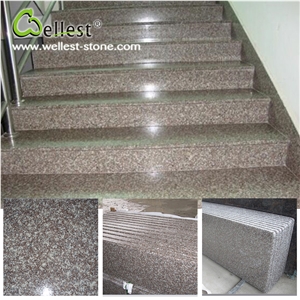G664 Pink Granite Bullnose Edge Step and Risers