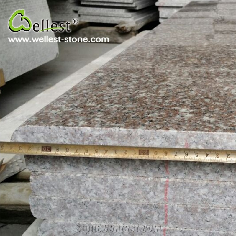 G664 Pink Granite Bullnose Edge Step and Risers