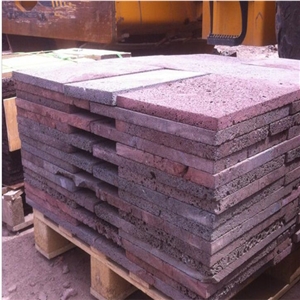 Cheap Natural Red Exterior Decoration Wall Cladding Lava Stone