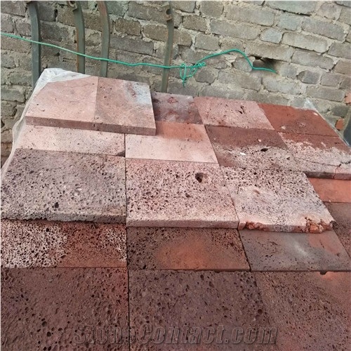 Cheap Natural Red Exterior Decoration Wall Cladding Lava Stone