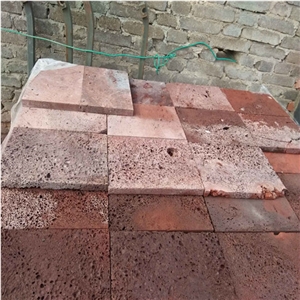 Cheap Natural Red Exterior Decoration Wall Cladding Lava Stone