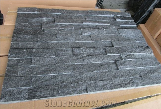 Black Slate Cultured Stone for Wall Cladding, Stacked Stone Veneer, Thin Stone Veneer,Split Face Ledge Stone