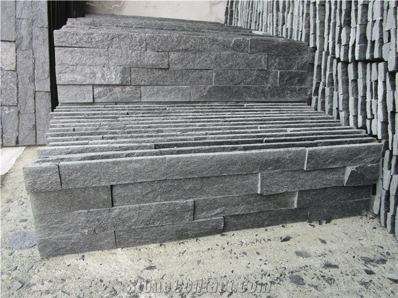 Black Slate Cultured Stone for Wall Cladding, Stacked Stone Veneer, Thin Stone Veneer,Split Face Ledge Stone