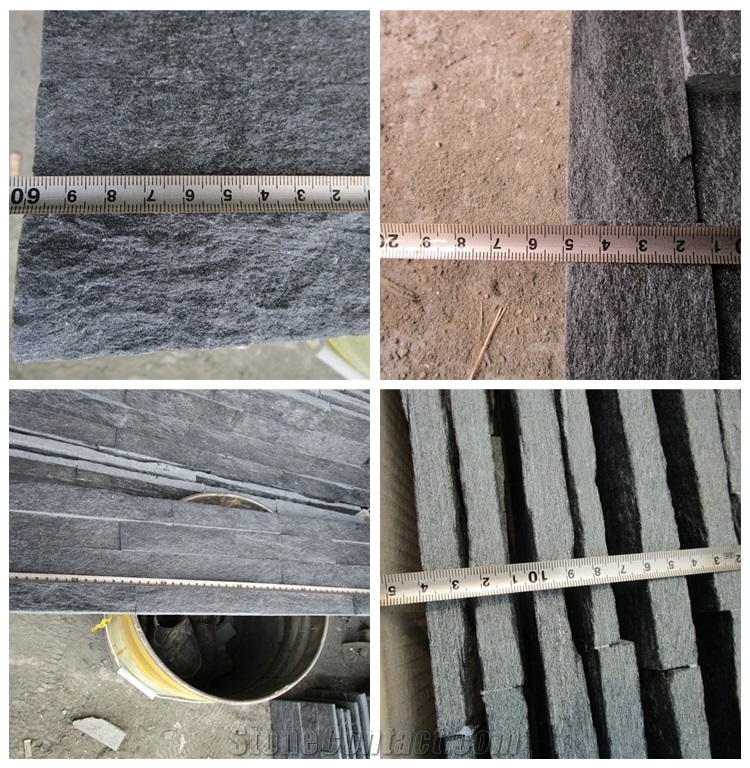 Black Slate Cultured Stone for Wall Cladding, Stacked Stone Veneer, Thin Stone Veneer,Split Face Ledge Stone
