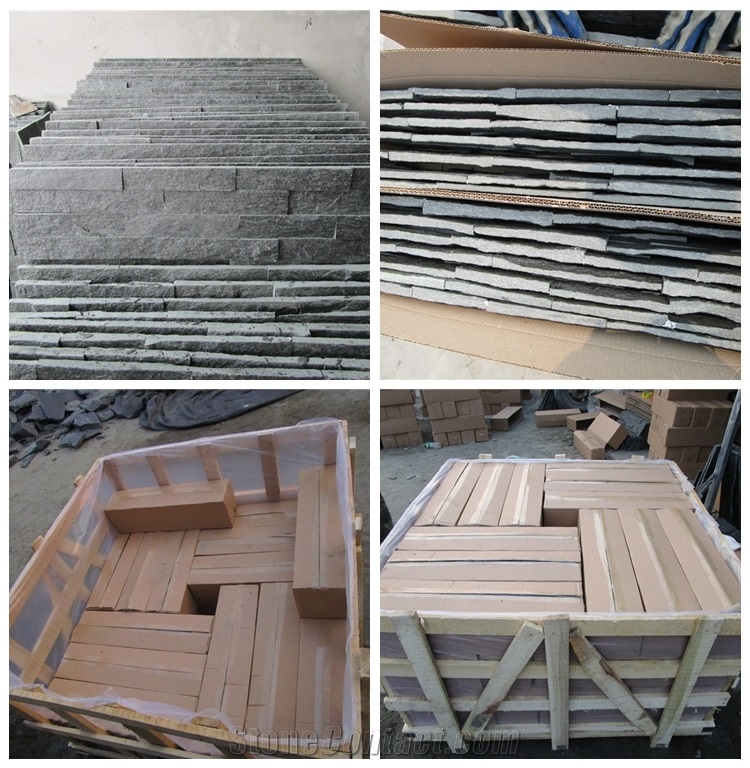 Black Slate Cultured Stone for Wall Cladding, Stacked Stone Veneer, Thin Stone Veneer,Split Face Ledge Stone