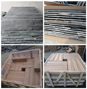 Black Slate Cultured Stone for Wall Cladding, Stacked Stone Veneer, Thin Stone Veneer,Split Face Ledge Stone