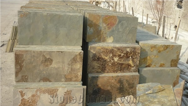 Chinese Rusty Slate Tiles,Multicolor Slate Floor Tiles,Rusty Slate Flooring,Slate Stone Flooring,Rust Slate Pattern,Stone Floor Covering