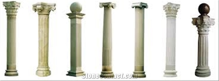 Granite Garden Sculptured Roman Columns, Outdoor Architectural Columns, Exterior Landscaping Stones Column Tops & Bases