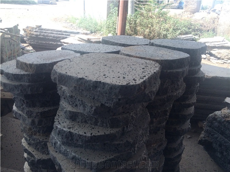 Grey Sawn Lava Stone Rock Tiles & Slabs, Moon Surface Grey Basalt