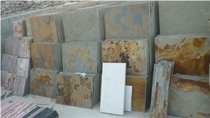 Natural Split Slate Tile, China Yellow Slate, Square Rusty Slate Tiles for Outdoor Decoration, Cheap Rusty Slate & Culture Stone Tiles Made in China