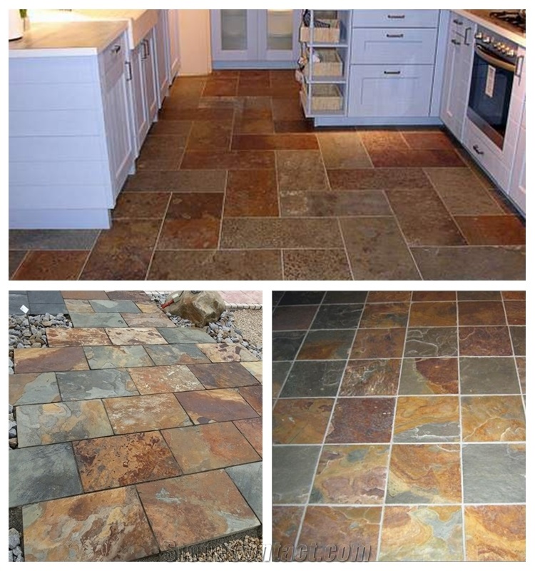 Natural Split Slate Tile, China Yellow Slate, Square Rusty Slate Tiles for Outdoor Decoration, Cheap Rusty Slate & Culture Stone Tiles Made in China