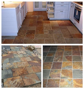 Natural Split Slate Tile, China Yellow Slate, Square Rusty Slate Tiles for Outdoor Decoration, Cheap Rusty Slate & Culture Stone Tiles Made in China