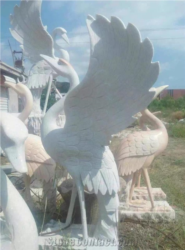 Phoenix Sculpture, Yellow Marble Animal Sculpture,Handcarved Garden Animal Sculptures