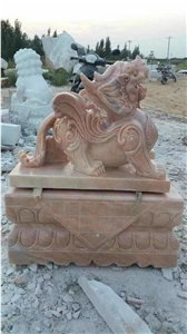 Phoenix Sculpture, Yellow Marble Animal Sculpture,Handcarved Garden Animal Sculptures
