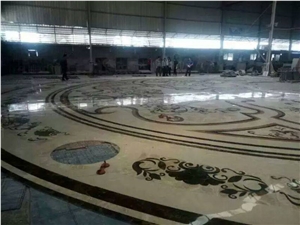 Round Flooring Pattern, Big Waterjet Medallion, Waterjet Medallions,Marble Medallion, Art Marble Flooring,Multicolor Mesh Mounted,Indoor Decoration