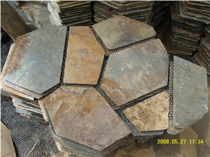 Rusty Slate Crazy Paving,Slate Paving on Mesh,Slate Net Paste, Random Flag Stone,Rusty Slate Flagstone