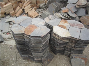 Rusty Slate Crazy Paving,Slate Paving on Mesh,Slate Net Paste, Random Flag Stone,Rusty Slate Flagstone