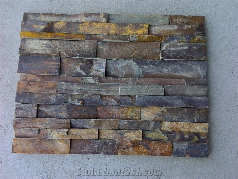 Rusty Stone Veneer,Dark Rusty Decorative Cultured Stone,China Rusty Brown Slate Cultured Stone, Wall Cladding, Stacked Stone Veneer Clearance
