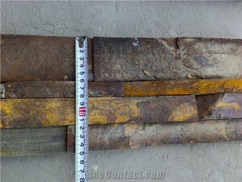 Rusty Stone Veneer,Dark Rusty Decorative Cultured Stone,China Rusty Brown Slate Cultured Stone, Wall Cladding, Stacked Stone Veneer Clearance