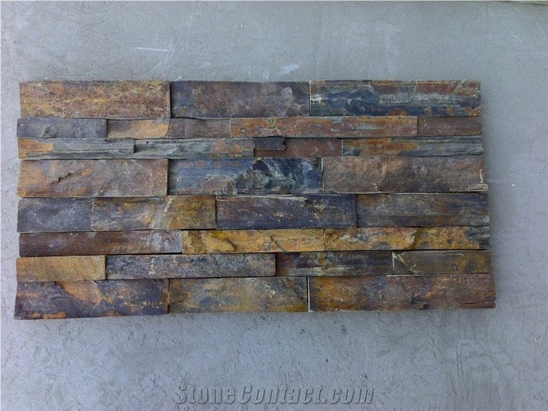 Rusty Stone Veneer,Dark Rusty Decorative Cultured Stone,China Rusty Brown Slate Cultured Stone, Wall Cladding, Stacked Stone Veneer Clearance
