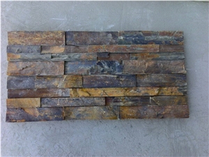 Rusty Stone Veneer,Dark Rusty Decorative Cultured Stone,China Rusty Brown Slate Cultured Stone, Wall Cladding, Stacked Stone Veneer Clearance