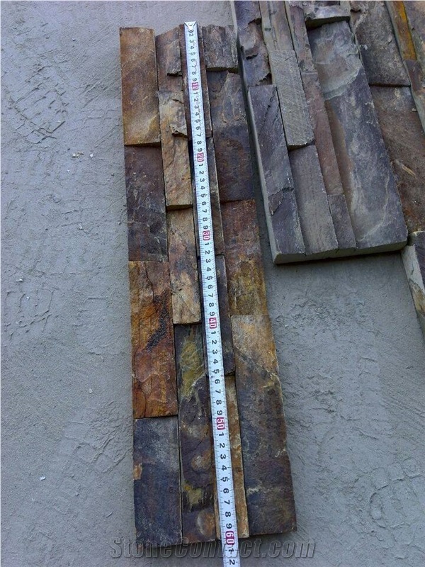 Rusty Stone Veneer,Dark Rusty Decorative Cultured Stone,China Rusty Brown Slate Cultured Stone, Wall Cladding, Stacked Stone Veneer Clearance
