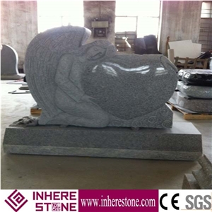 Custom Designs G603 Granite Heart Shaped Angel Tombstone & Monument