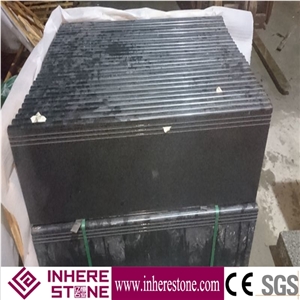 Polished Black Granite G654 Bullnose Stairs Prices , Padang Dark Granite Stairs Steps Price , China Impala Black Stair Tread