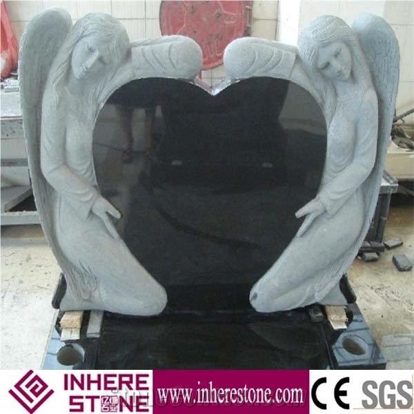 Shanxi Black Granite Grantie Angel Monuments Tombstone
