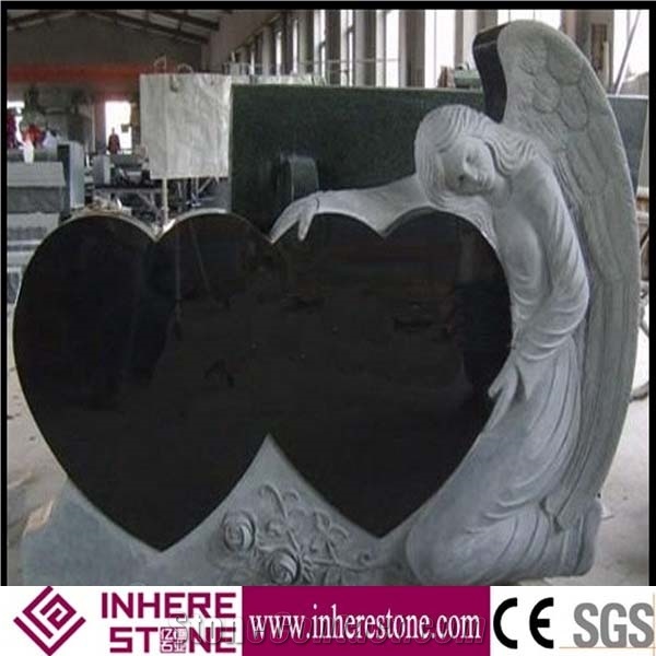 Shanxi Black Granite Grantie Angel Monuments Tombstone