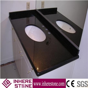 Wholesale Black Galaxy Lowes Granite Bathroom Vanities,India Nero Star Galaxy Bath Tops,Black Gold Granite Stone Bathroom Top