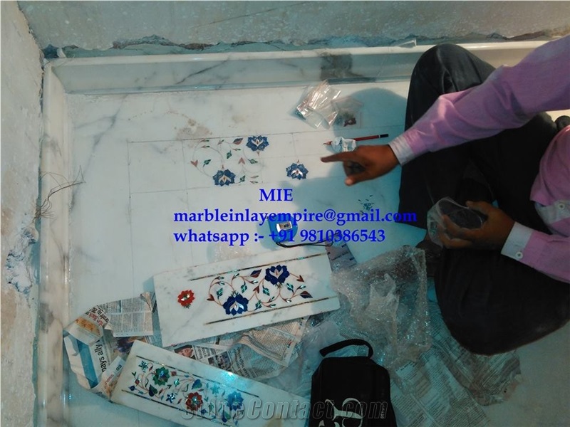 White Marble and Mother Of Pearl Inlays Border