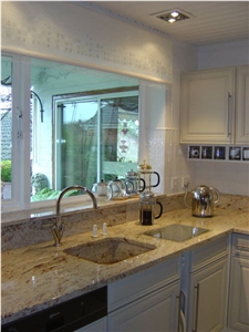 China G623 Granite Bathroom Vanity Tops, Stone Bathroom Custom Countertops with Sinks & Basins, Vanity Top