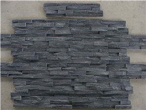 China Black Nero Slate Stacked Stone/Culture Stone /Ledge Stone for Feature Wall Cladding/ Walling Panel/ Loose Stone