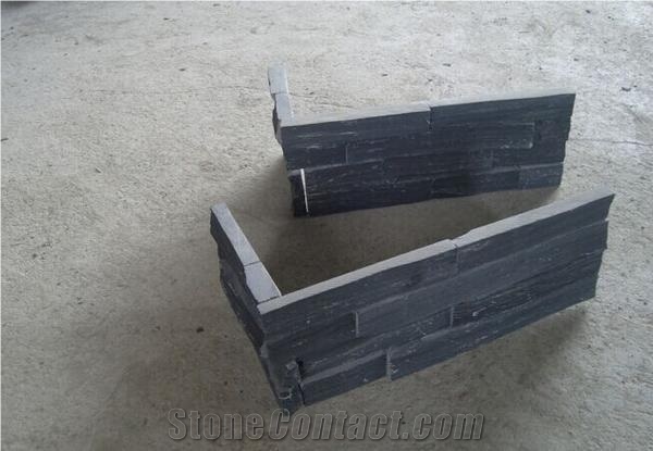 China Black Nero Slate Stacked Stone/Culture Stone /Ledge Stone for Feature Wall Cladding/ Walling Panel/ Loose Stone