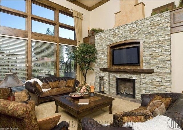 China Dark Rustic Slate Stacked Stone/Culture Stone /Ledge Stone for Feature Wall Cladding/ Walling Panel/ Loose Stone for Fireplace Surround Decoration
