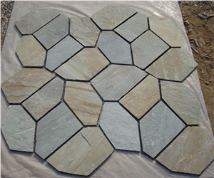China Rustic Slate Random Flagstone Pavers for Road /Beige Slate Irregular Flagstones for Exterior Stone Floor Paving
